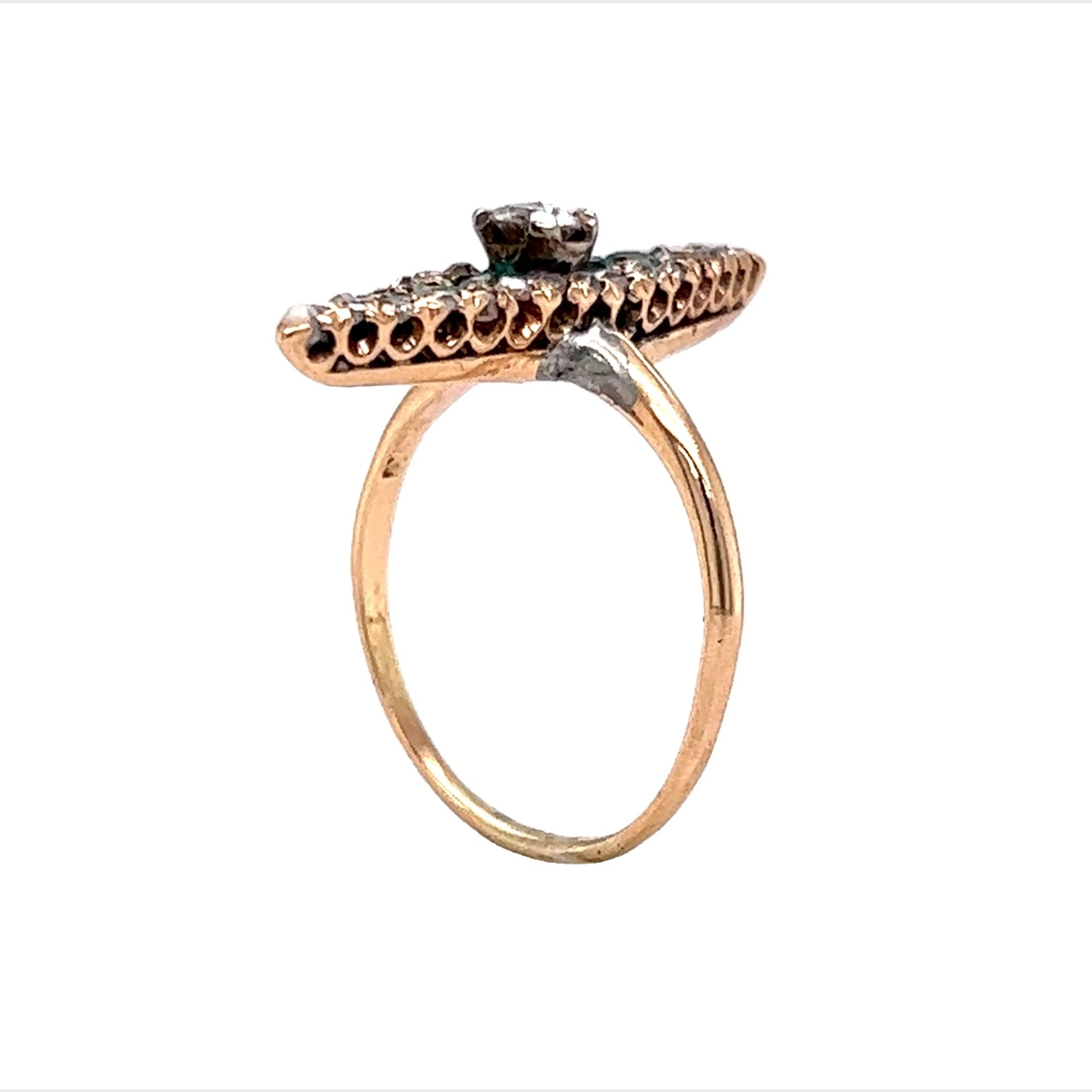 Vintage Victorian Diamond & Emerald Ring in 14k - Image 5