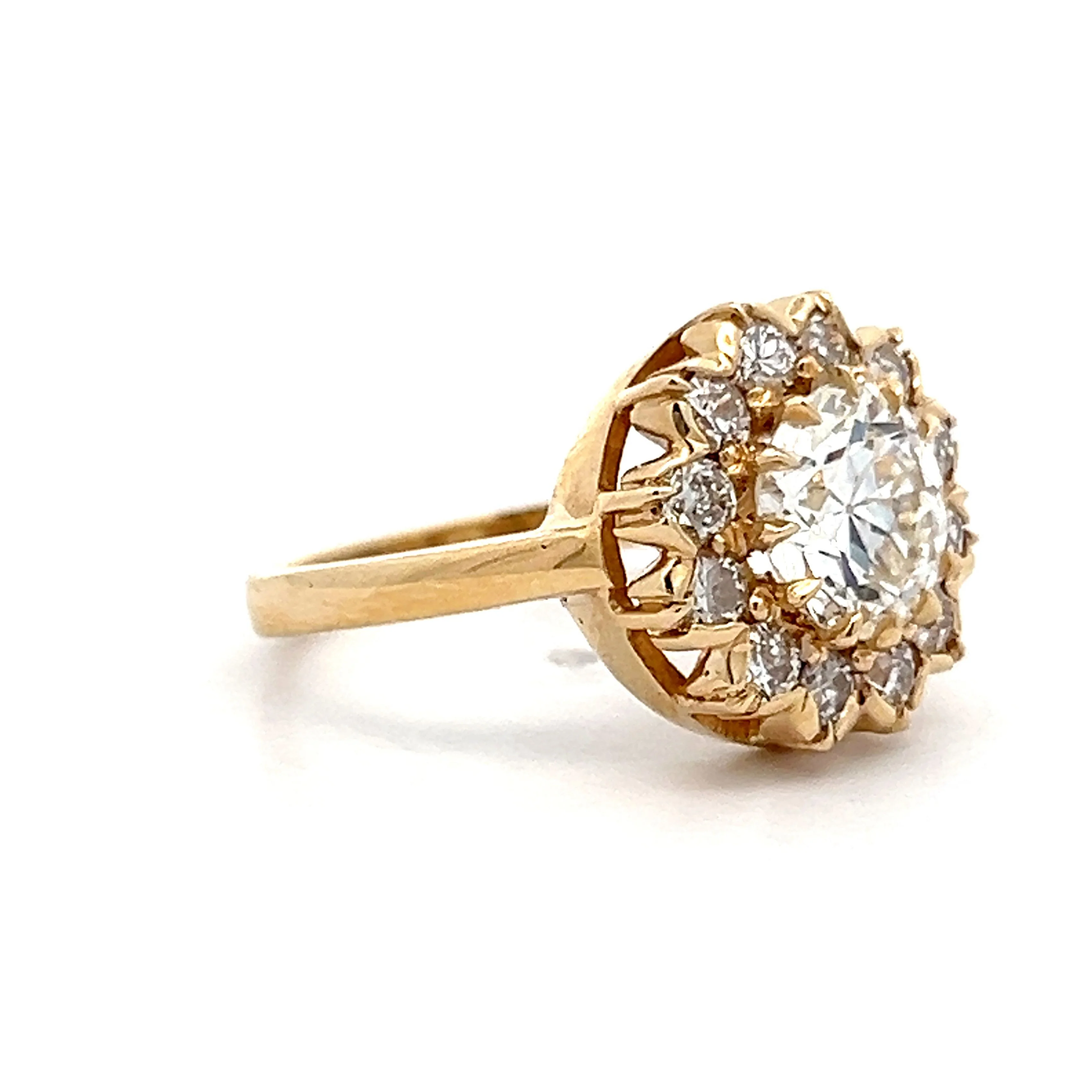 Vintage Victorian Inspired Diamond Halo Engagement Ring in Yellow Gold - Image 3