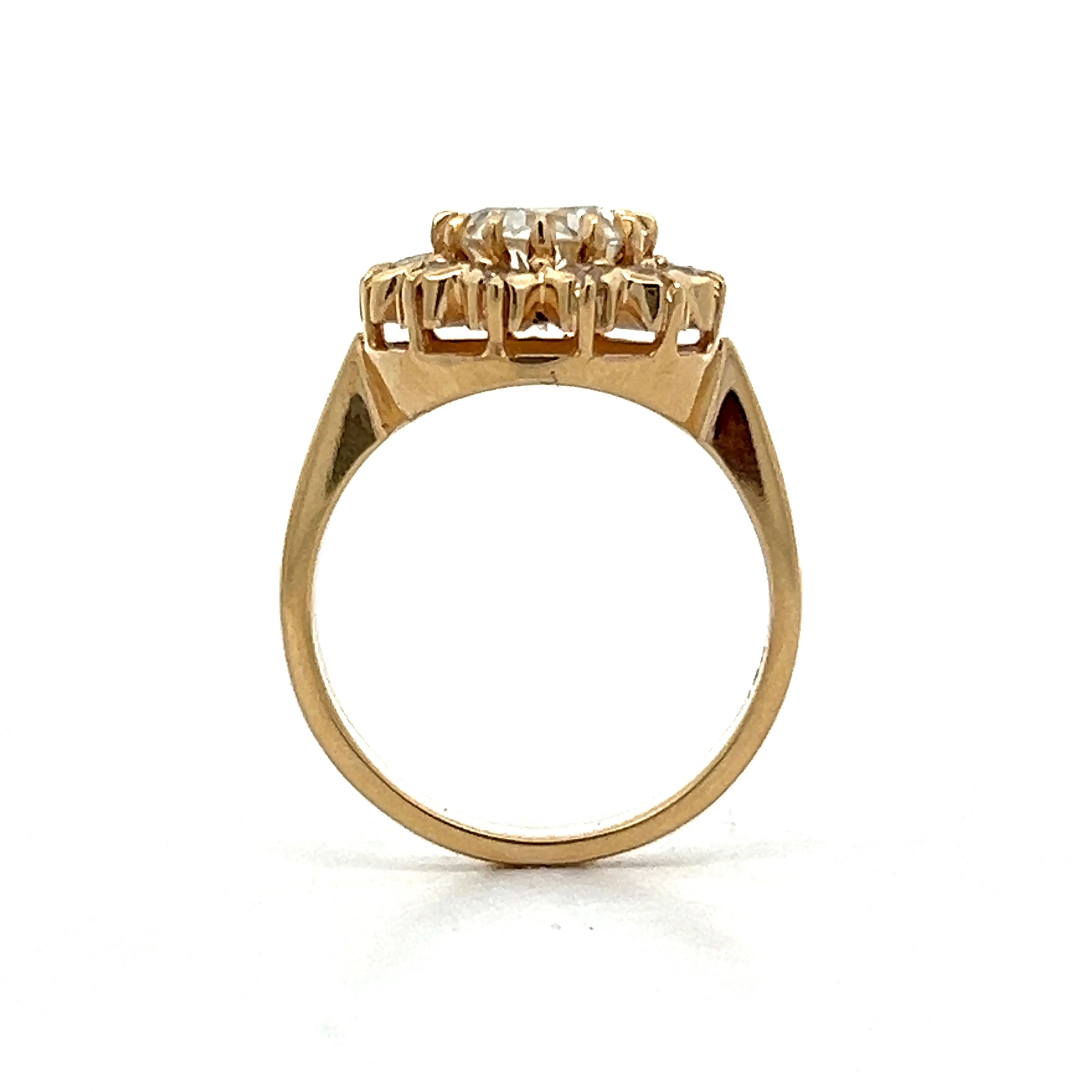 Vintage Victorian Inspired Diamond Halo Engagement Ring in Yellow Gold - Image 4