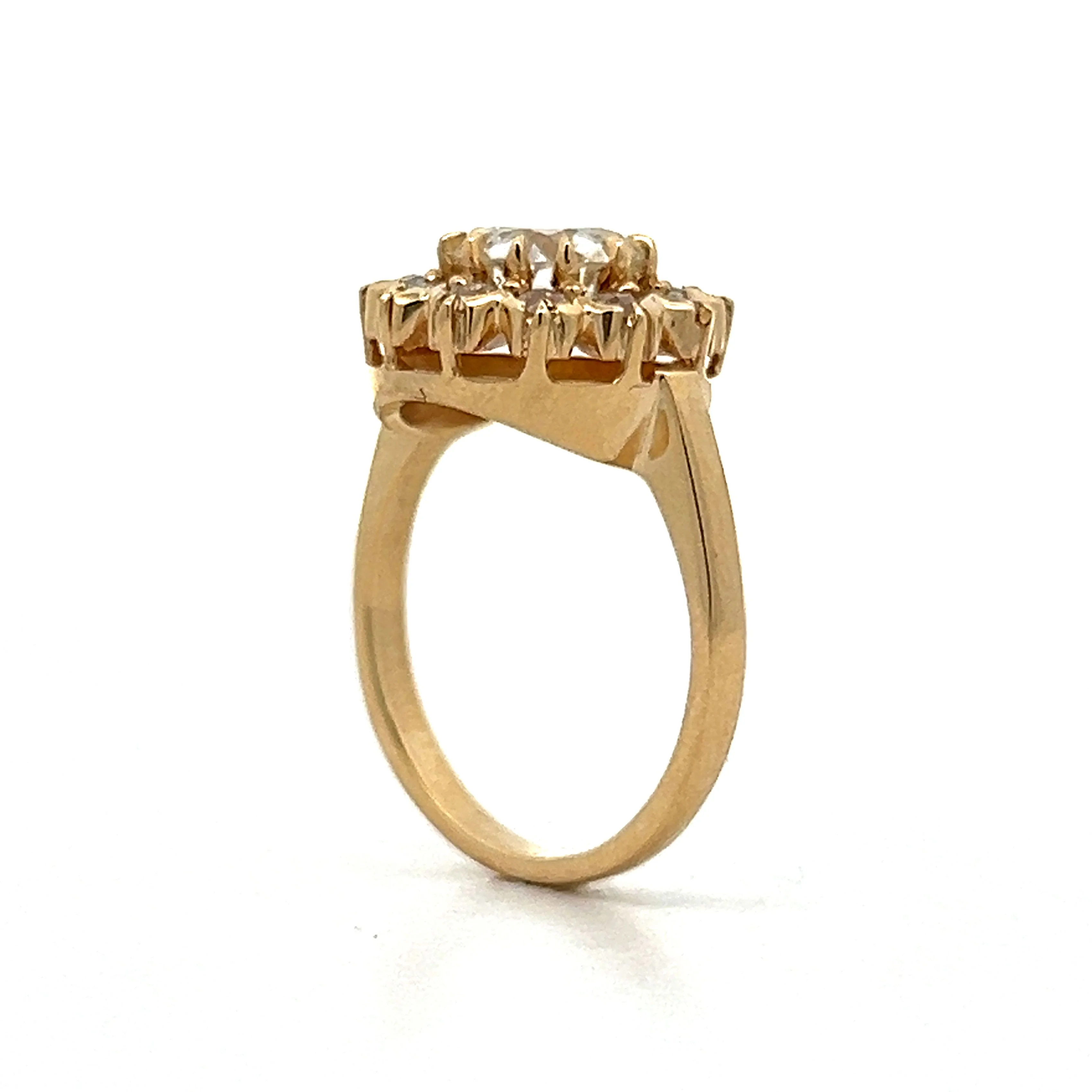 Vintage Victorian Inspired Diamond Halo Engagement Ring in Yellow Gold - Image 5