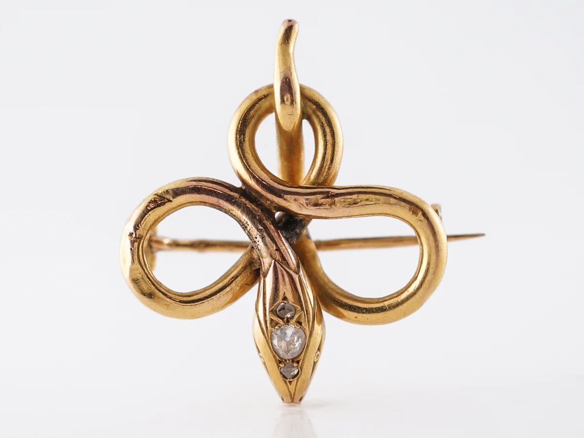 Vintage Victorian Diamond Snake Pendant in Yellow Gold
