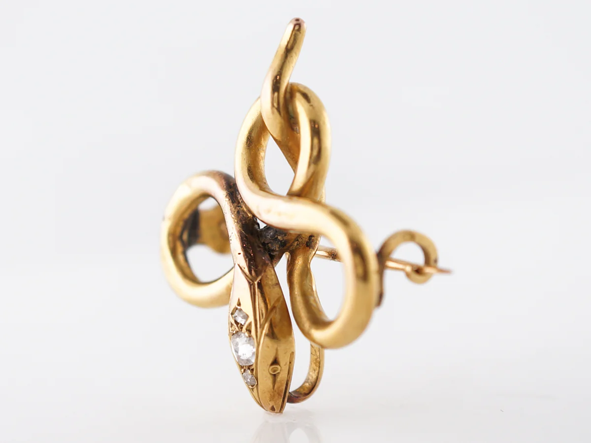 Vintage Victorian Diamond Snake Pendant in Yellow Gold - Image 2