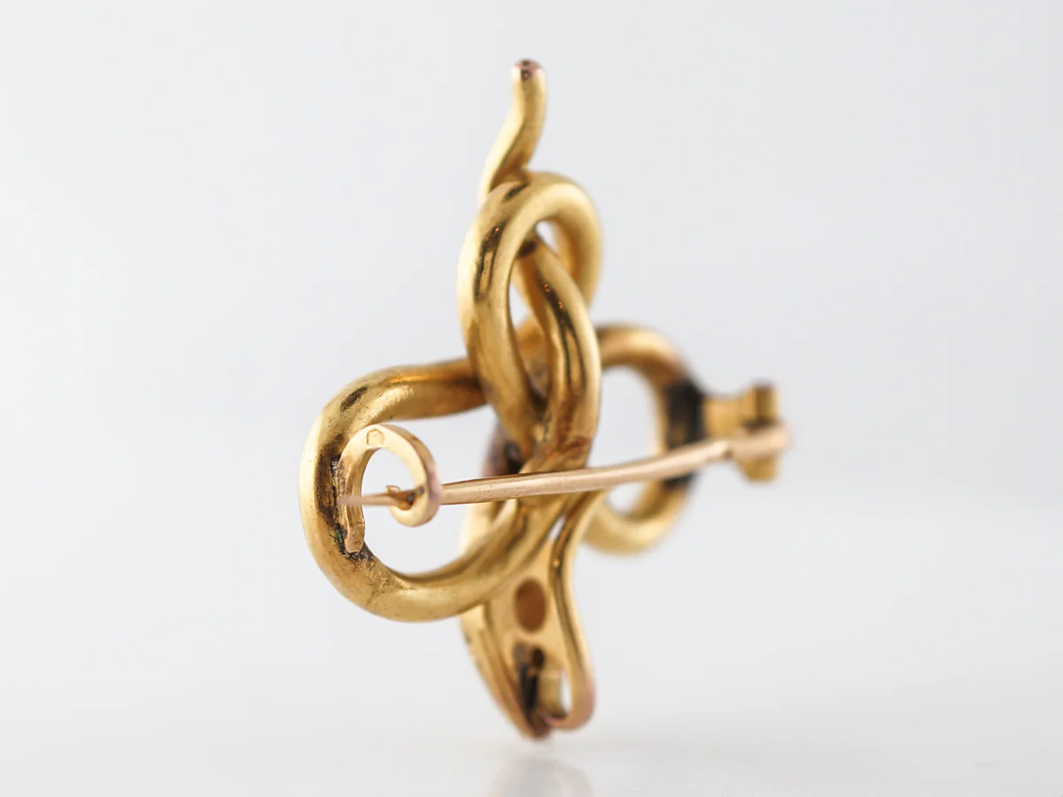 Vintage Victorian Diamond Snake Pendant in Yellow Gold - Image 3