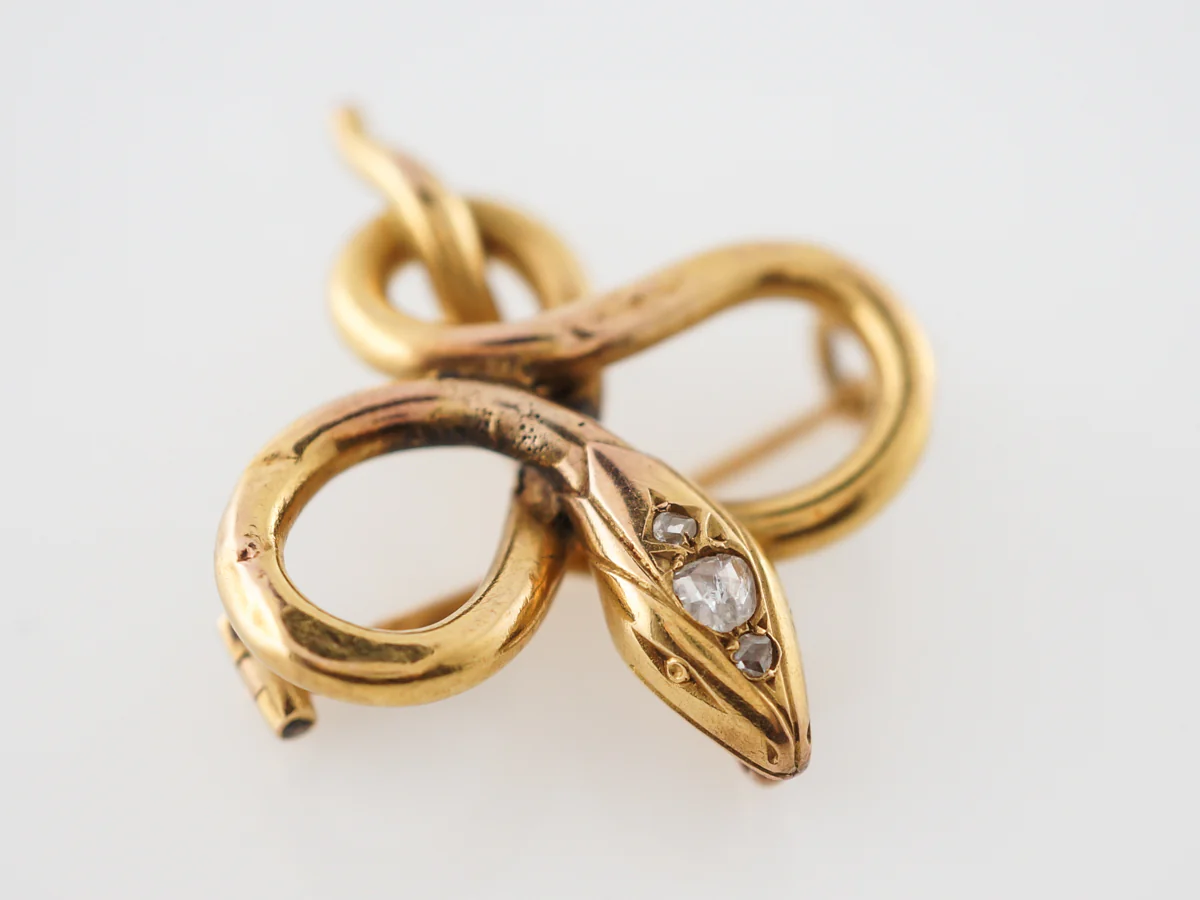Vintage Victorian Diamond Snake Pendant in Yellow Gold - Image 4