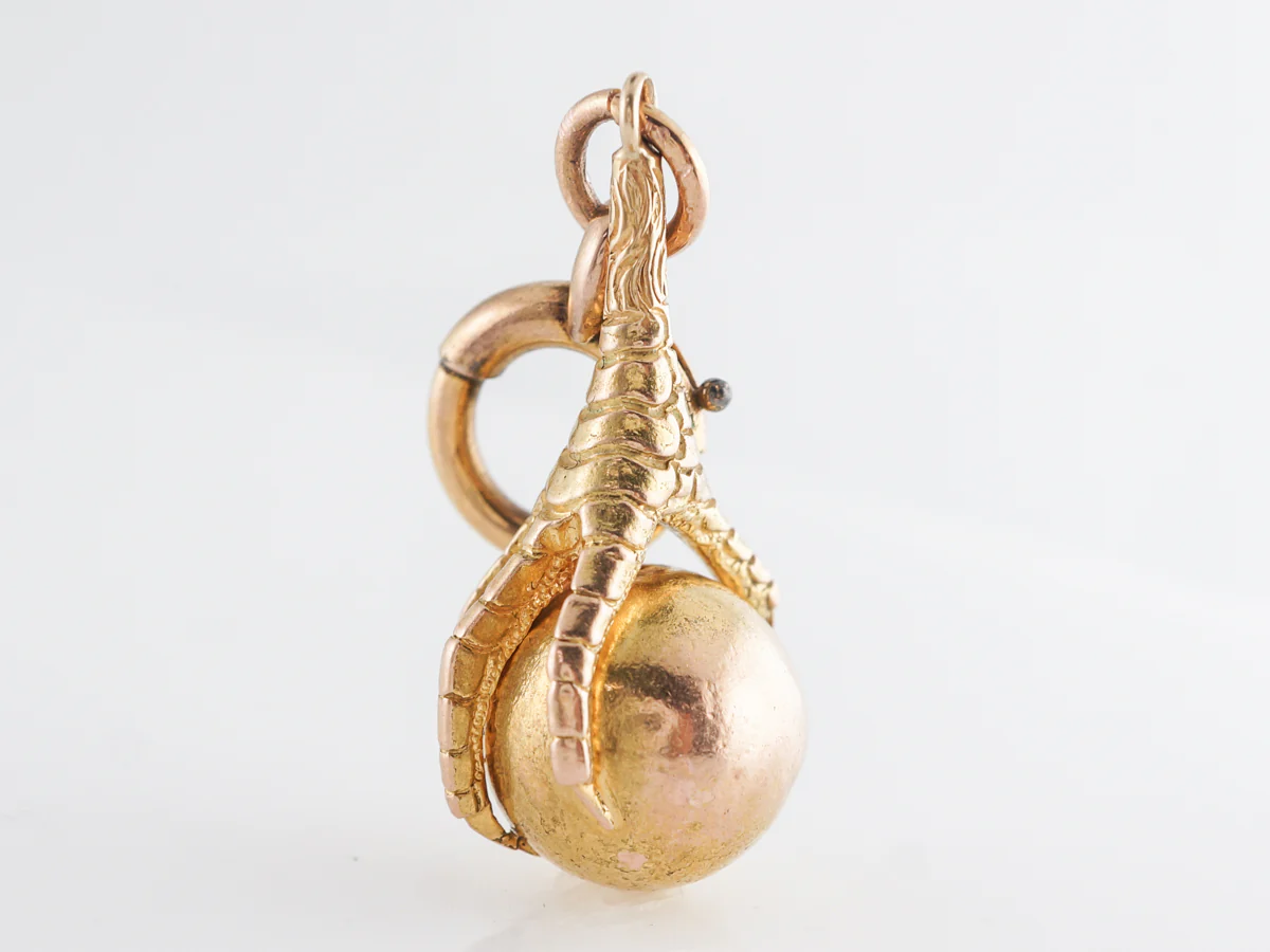 Vintage Victorian Eagle Claw Pendant in 14k Yellow Gold - Image 3
