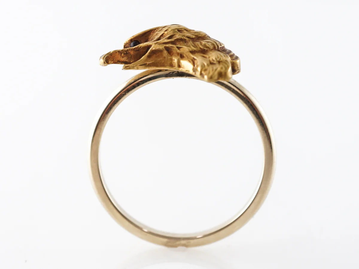 Vintage Victorian Eagle Ring w/ Rubies in Yellow Gold - Image 4