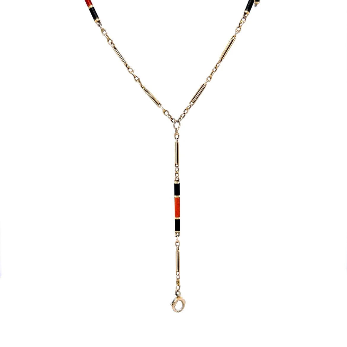 Vintage Victorian Enamel Chain with Tail Necklace