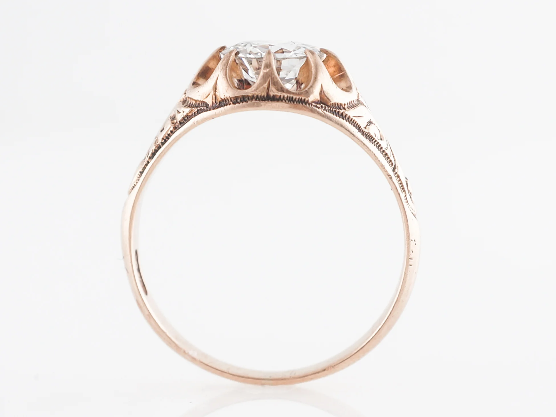 Vintage Victorian European Cut Engagement Ring in Rose Gold - Image 4
