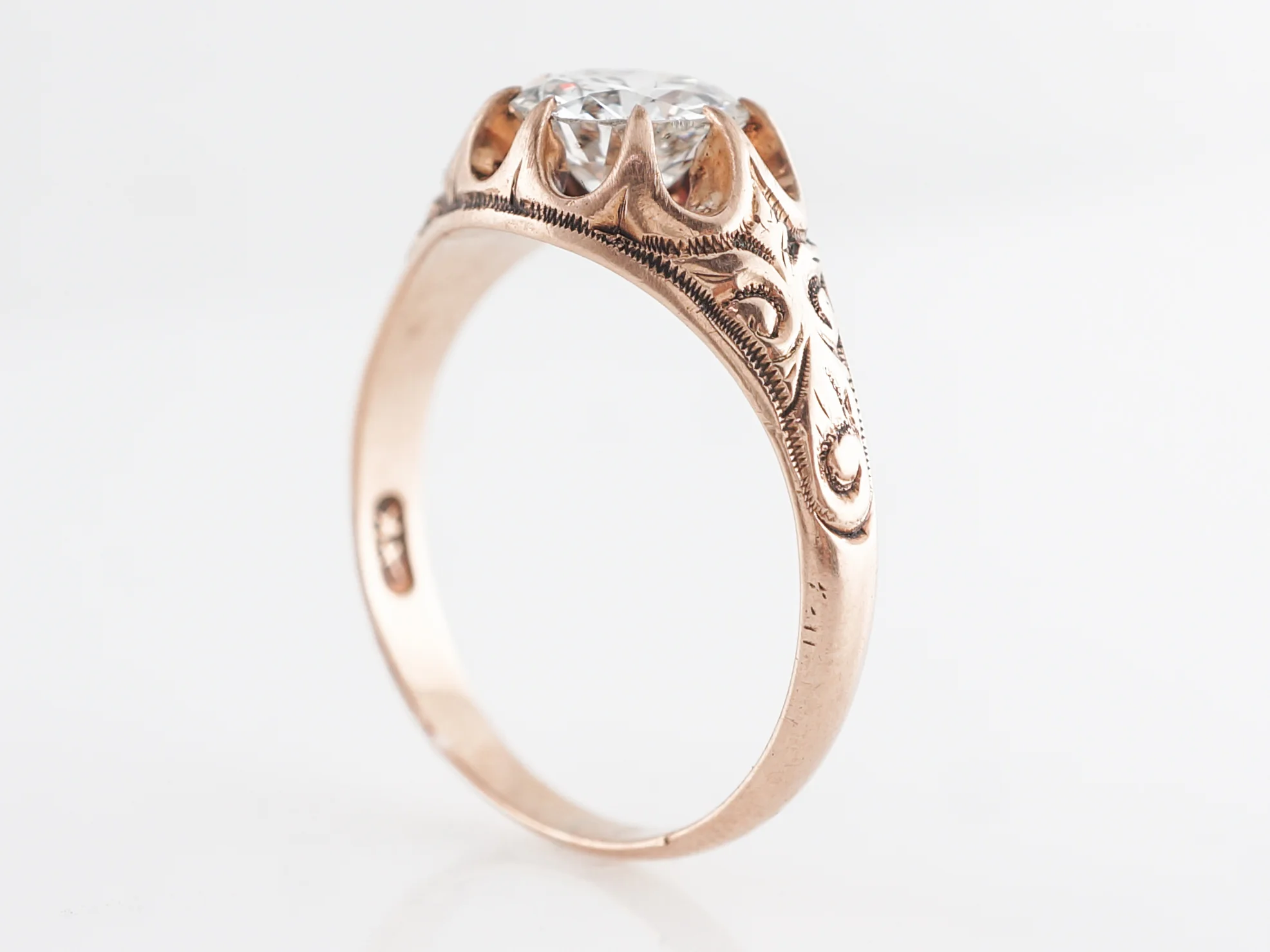 Vintage Victorian European Cut Engagement Ring in Rose Gold - Image 5