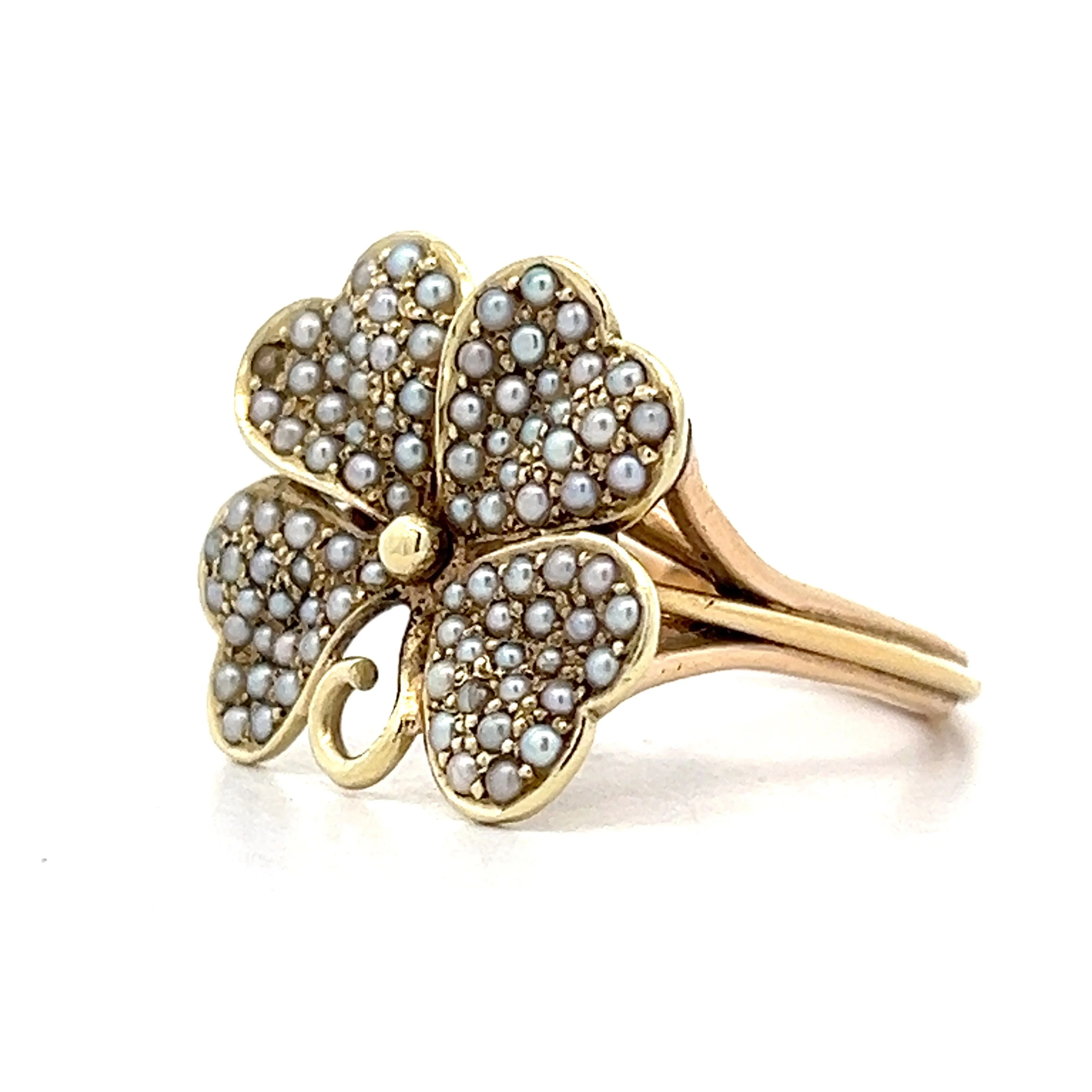 Vintage Victorian Four Leaf Clover Ring in 14k - Image 2
