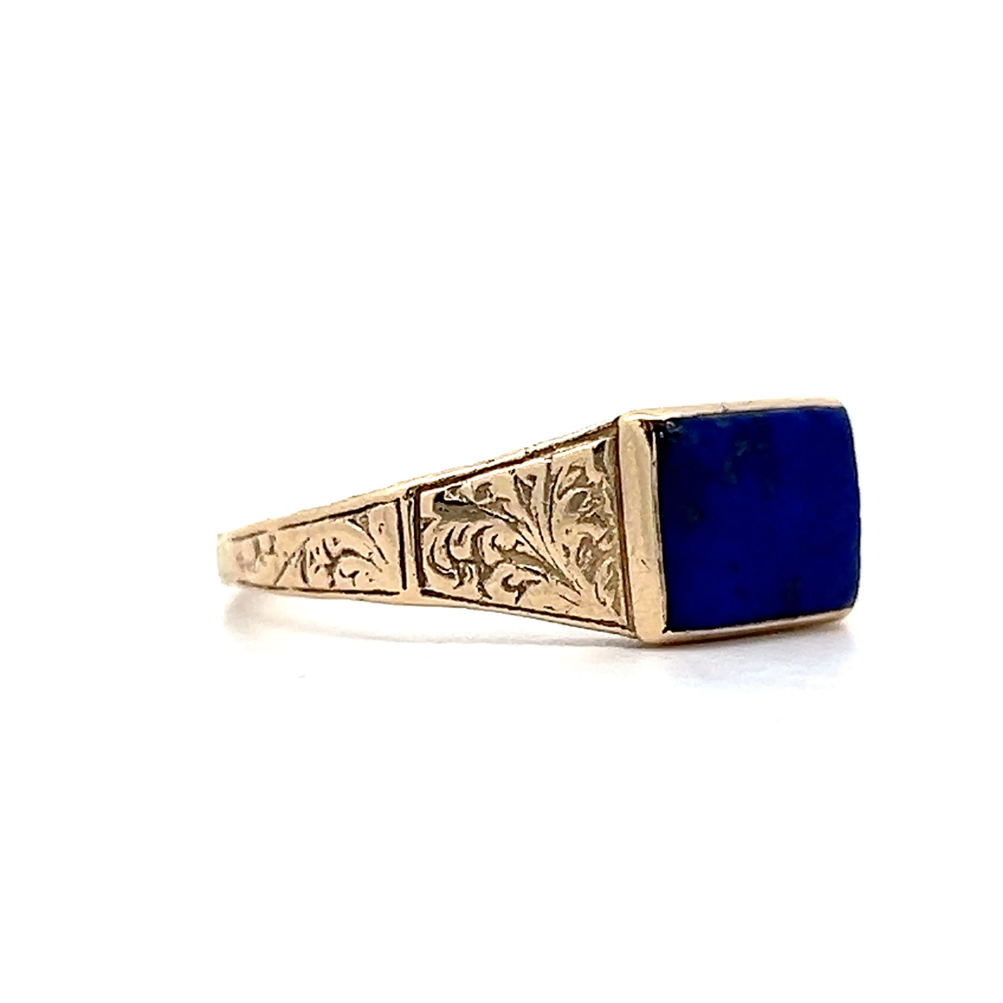 Vintage Victorian Lapis Lazuli Ring in Yellow Gold - Image 3