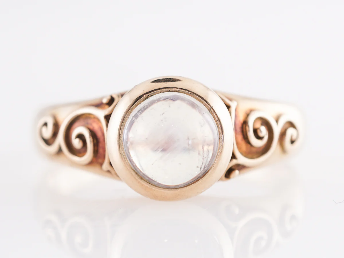Vintage Victorian Moonstone Cocktail Ring in 14k Yellow Gold