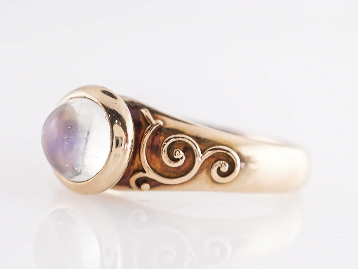 Vintage Victorian Moonstone Cocktail Ring in 14k Yellow Gold - Image 2