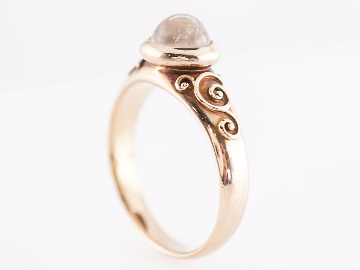 Vintage Victorian Moonstone Cocktail Ring in 14k Yellow Gold - Image 5