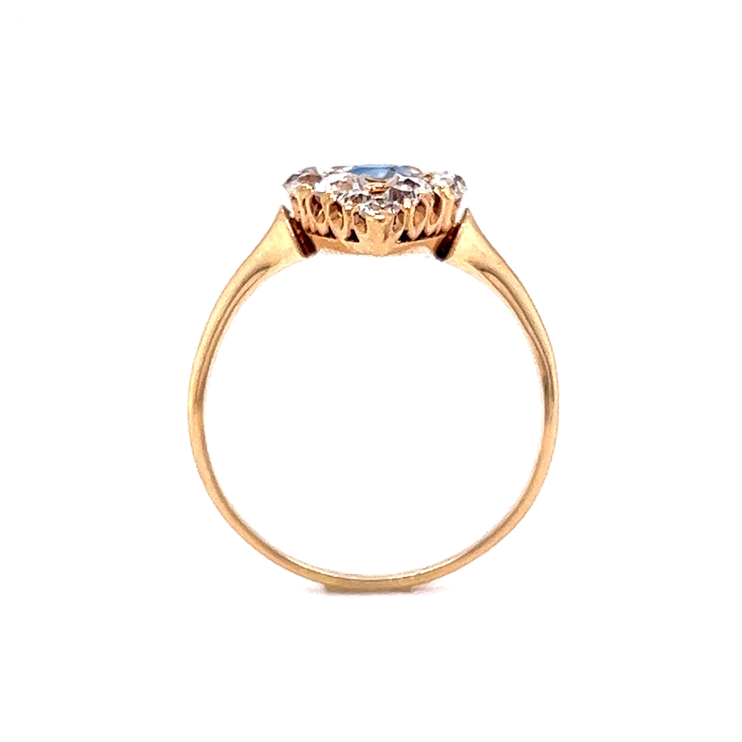 Vintage Victorian Navette Ring with Diamond & Sapphire - Image 4