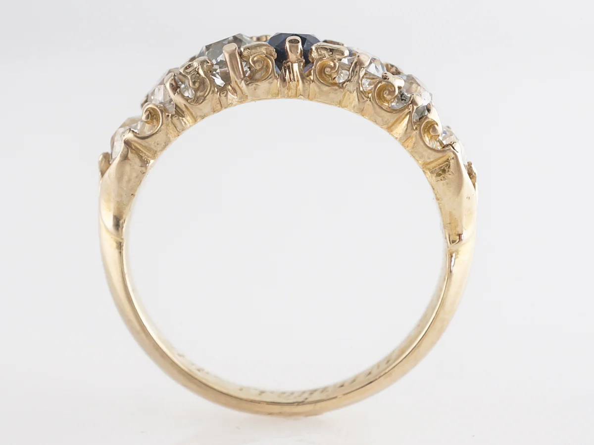 Vintage Victorian Sapphire & Diamond Engagement Ring in 14k - Image 3