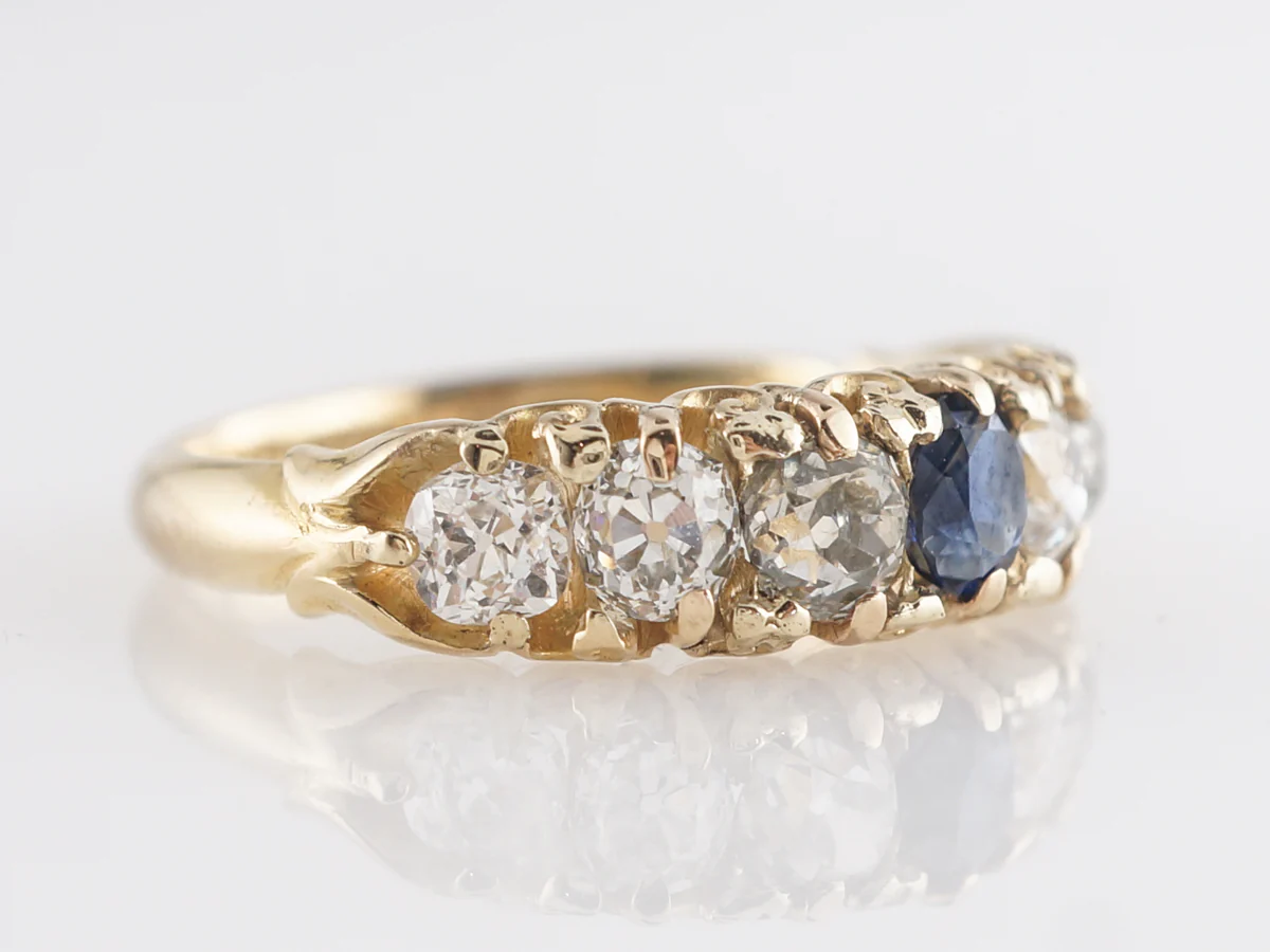 Vintage Victorian Sapphire & Diamond Engagement Ring in 14k - Image 4