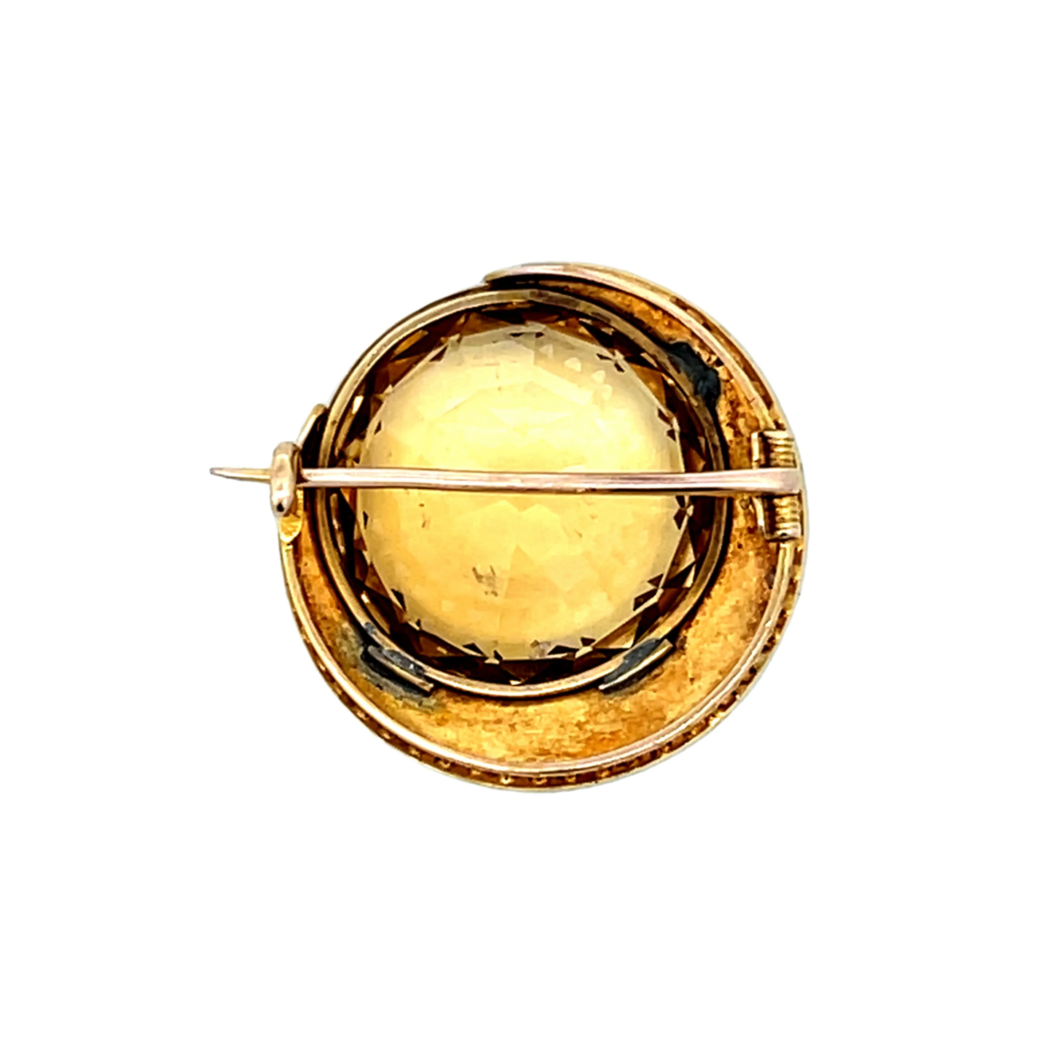 Vintage Victorian Sun & Moon Brooch in 14k Yellow Gold - Image 2