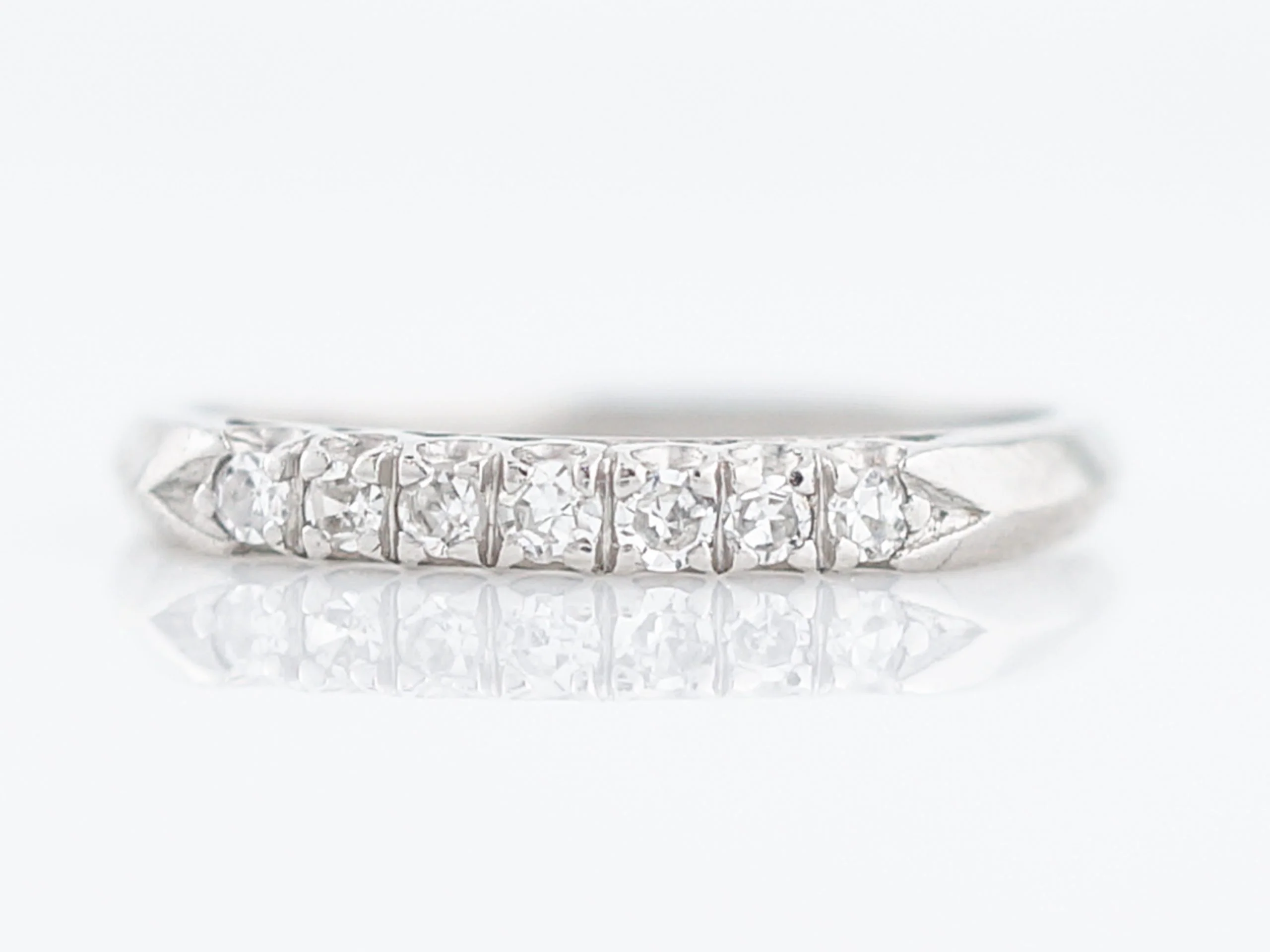Antique Wedding Band Art Deco .21 Single Cut Diamond in Platinum