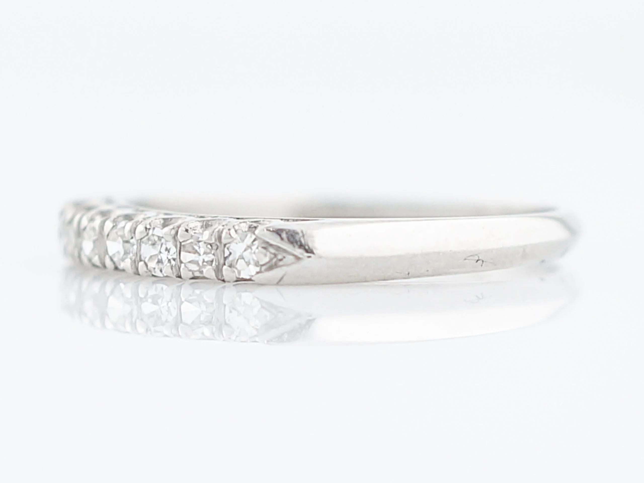 Antique Wedding Band Art Deco .21 Single Cut Diamond in Platinum - Image 2
