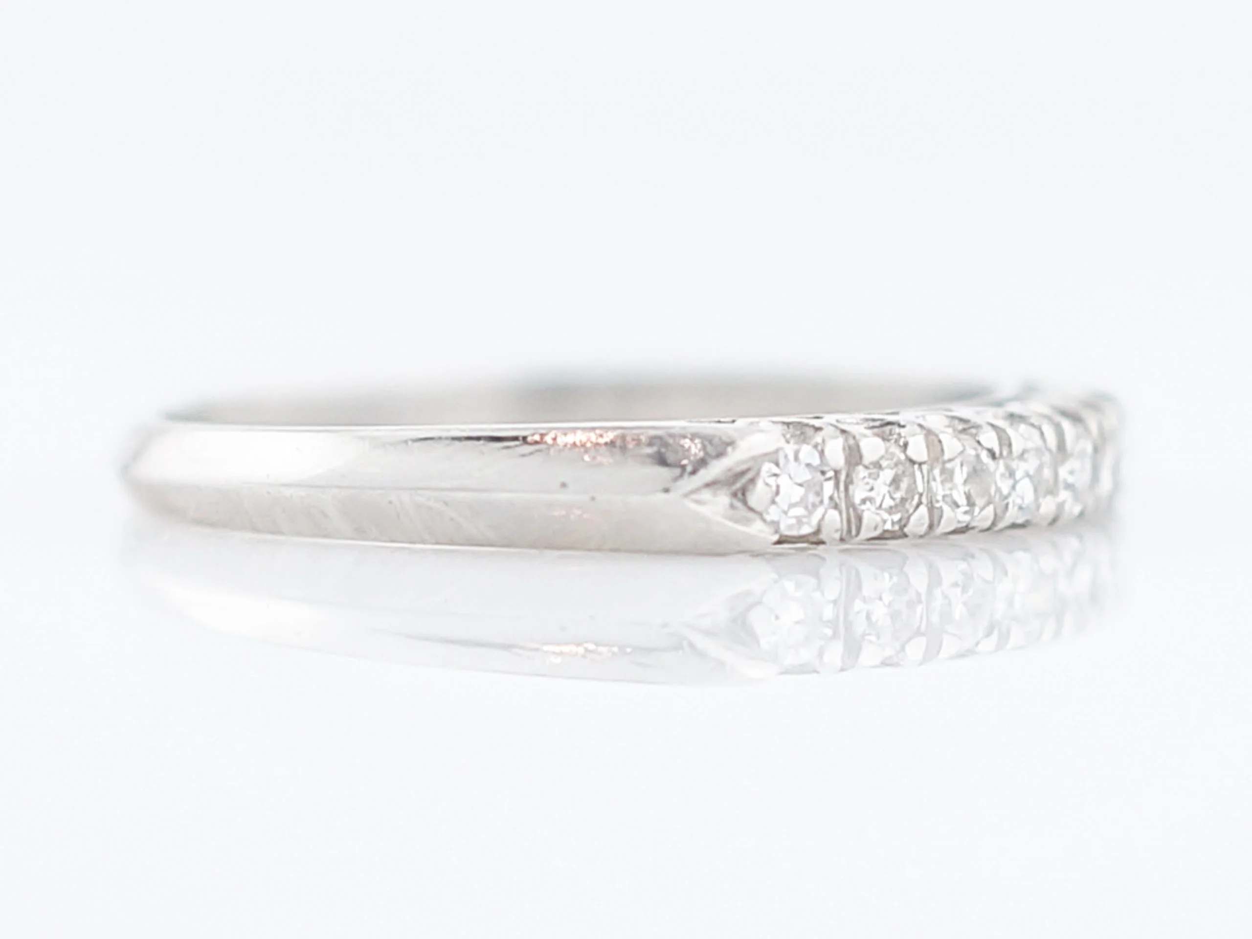 Antique Wedding Band Art Deco .21 Single Cut Diamond in Platinum - Image 3