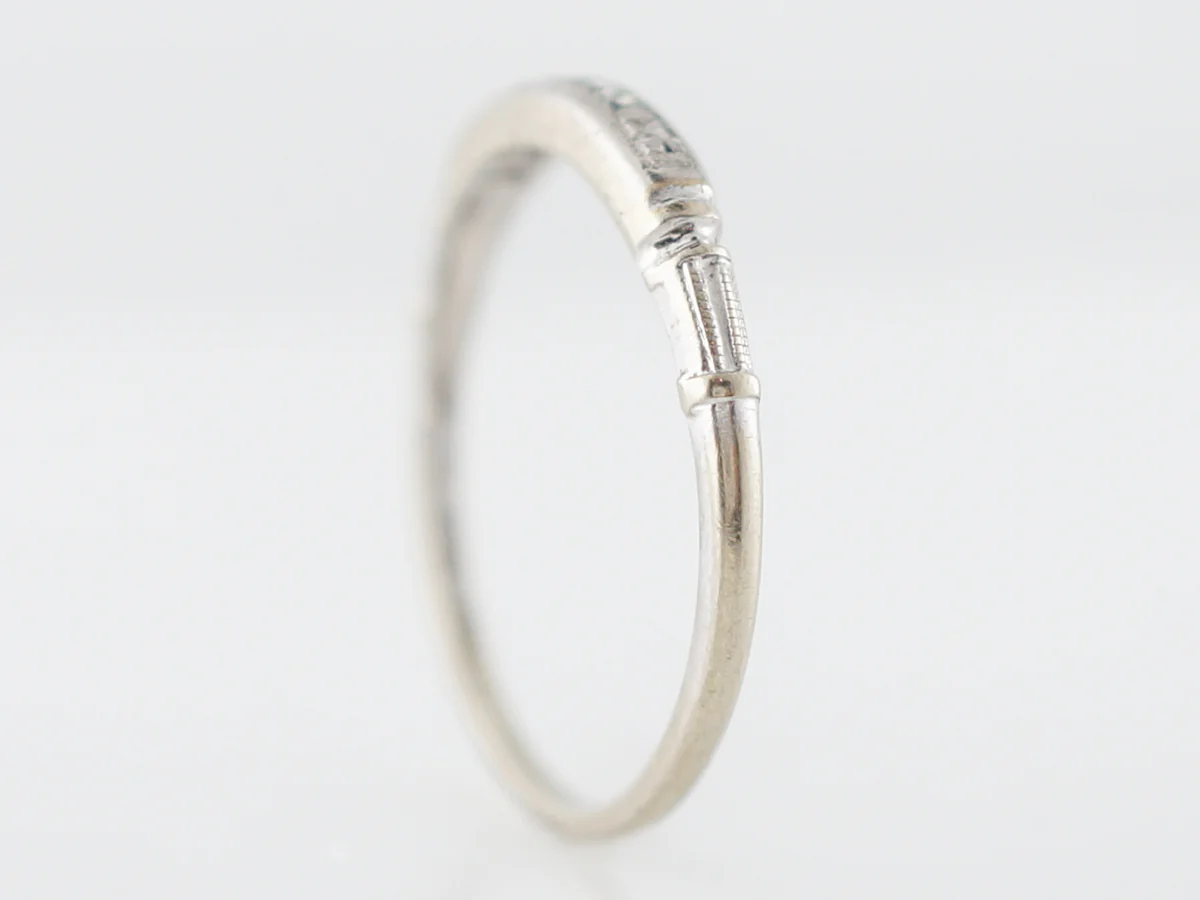 Vintage Wedding Band Art Deco .08 Single Cut Diamonds in 18k White Gold - Image 5