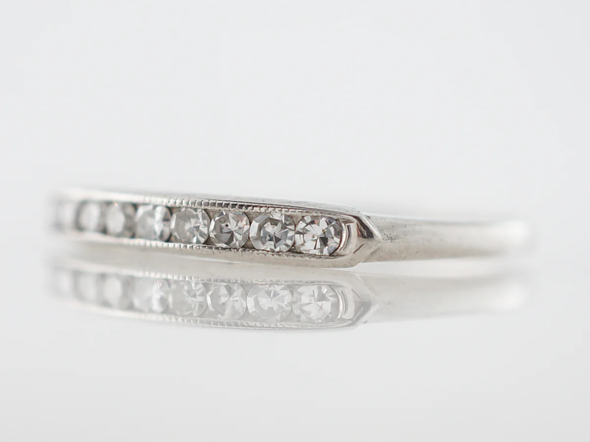 Vintage Wedding Band Art Deco .23 Single Cut Diamonds in Platinum - Image 2