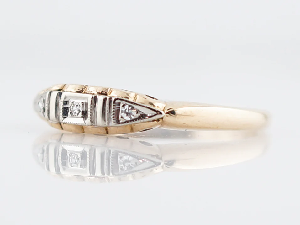 Vintage Wedding Band Mid Century .02 Single Cut Diamonds in 14K Yellow Gold - Image 2