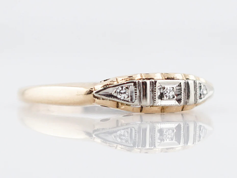 Vintage Wedding Band Mid Century .02 Single Cut Diamonds in 14K Yellow Gold - Image 3
