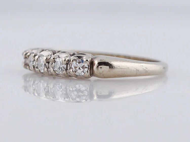 .20 Round Brilliant Mid-Century Wedding Band in 14k White & Yellow Gold - Image 2