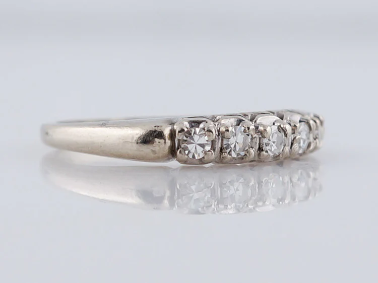 .20 Round Brilliant Mid-Century Wedding Band in 14k White & Yellow Gold - Image 3