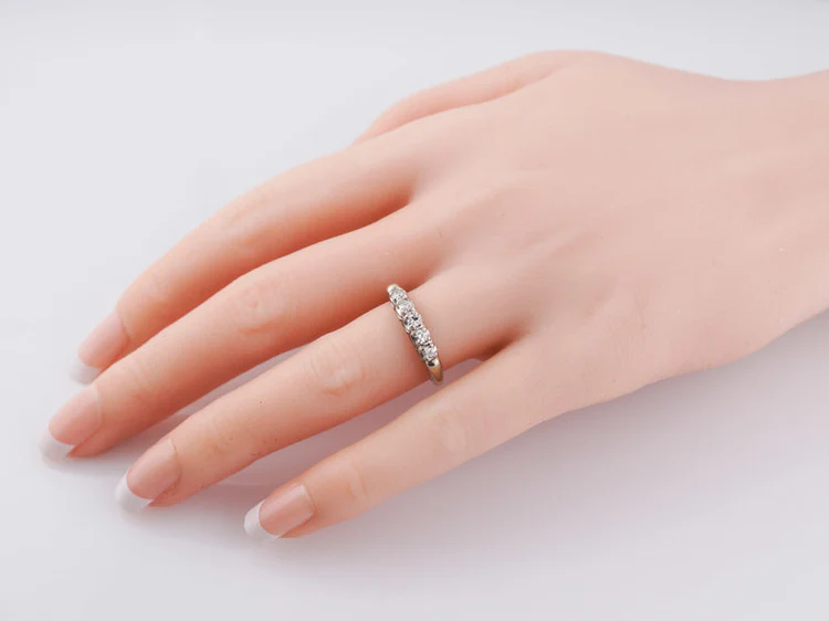 .20 Round Brilliant Mid-Century Wedding Band in 14k White & Yellow Gold - Image 7