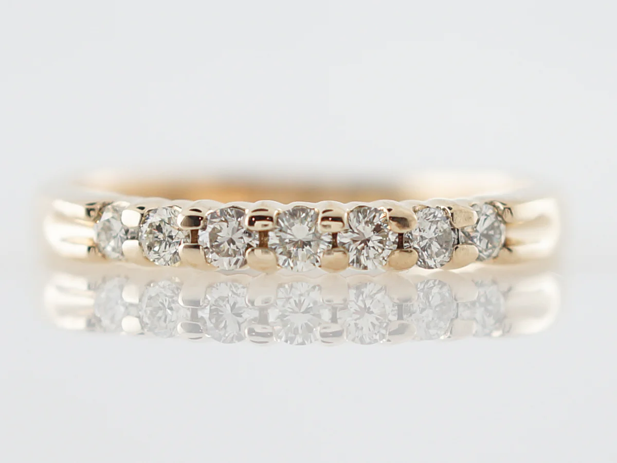 Vintage Wedding Band Mid-Century .25 Round Brilliant Cut Diamonds in 14k Yellow Gold