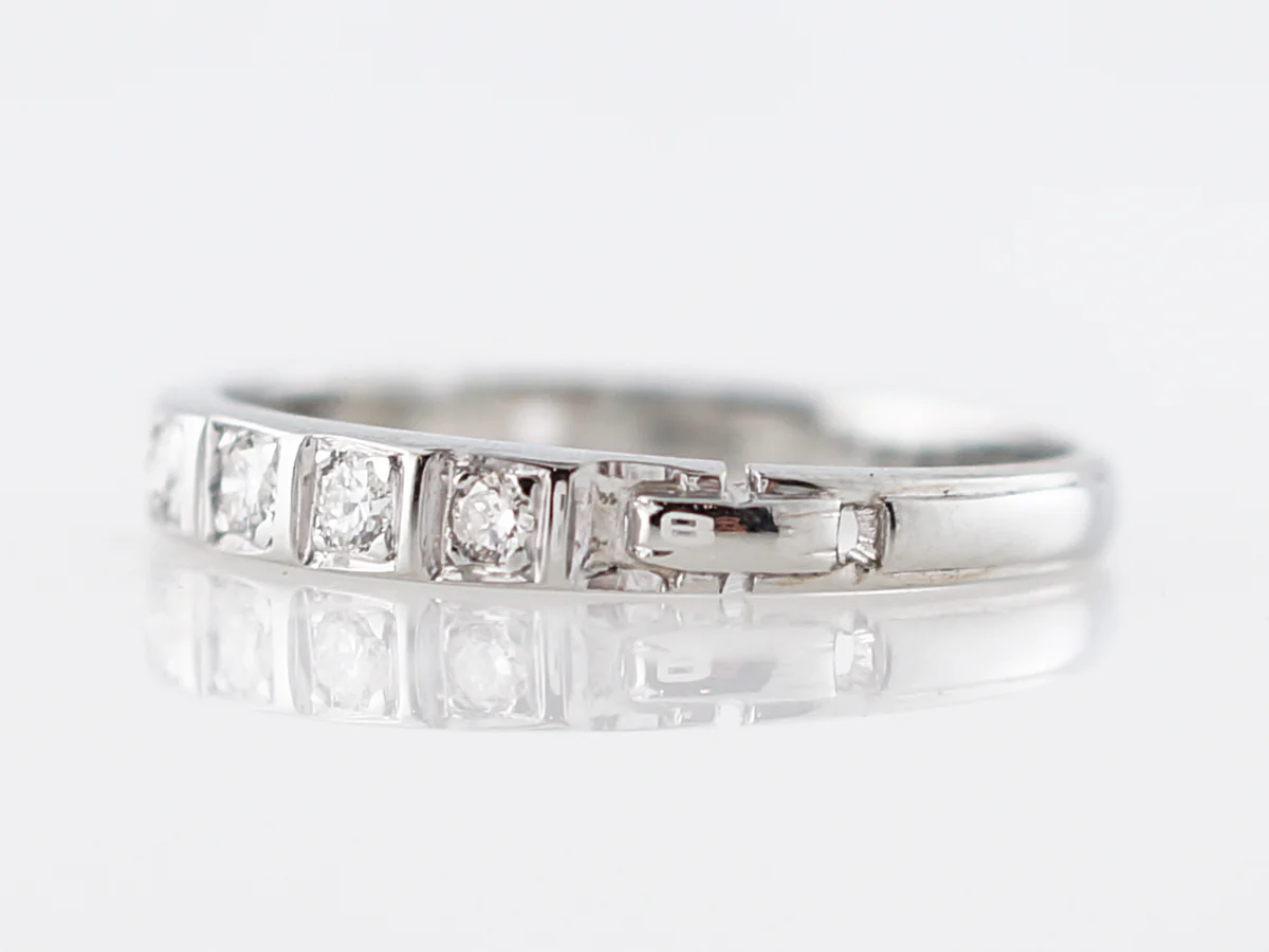 Vintage Wedding Band Mid-Century .28 Round Brilliant Cut Diamonds in 18k White Gold - Image 2