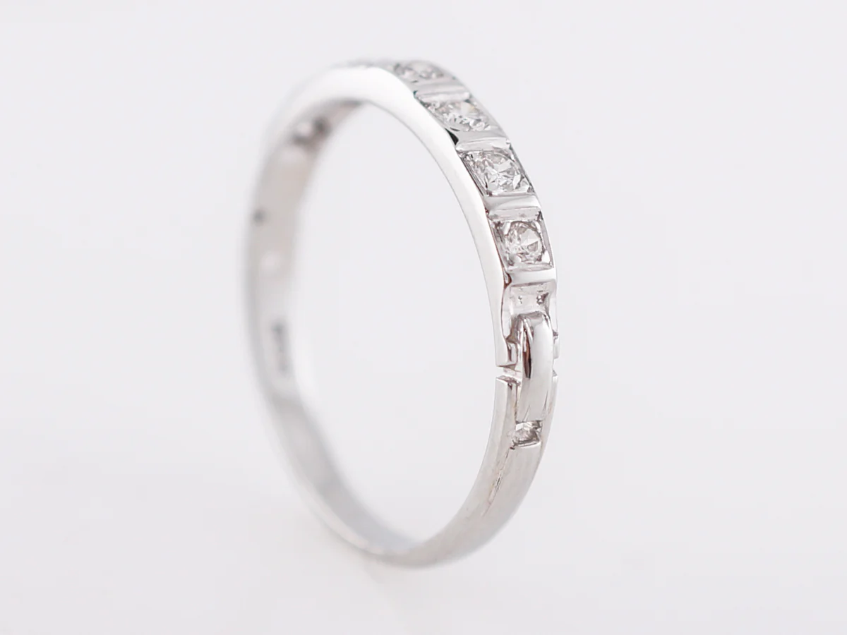 Vintage Wedding Band Mid-Century .28 Round Brilliant Cut Diamonds in 18k White Gold - Image 4