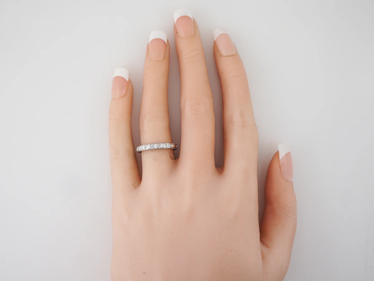 Vintage Wedding Band Mid-Century .28 Round Brilliant Cut Diamonds in 18k White Gold - Image 5