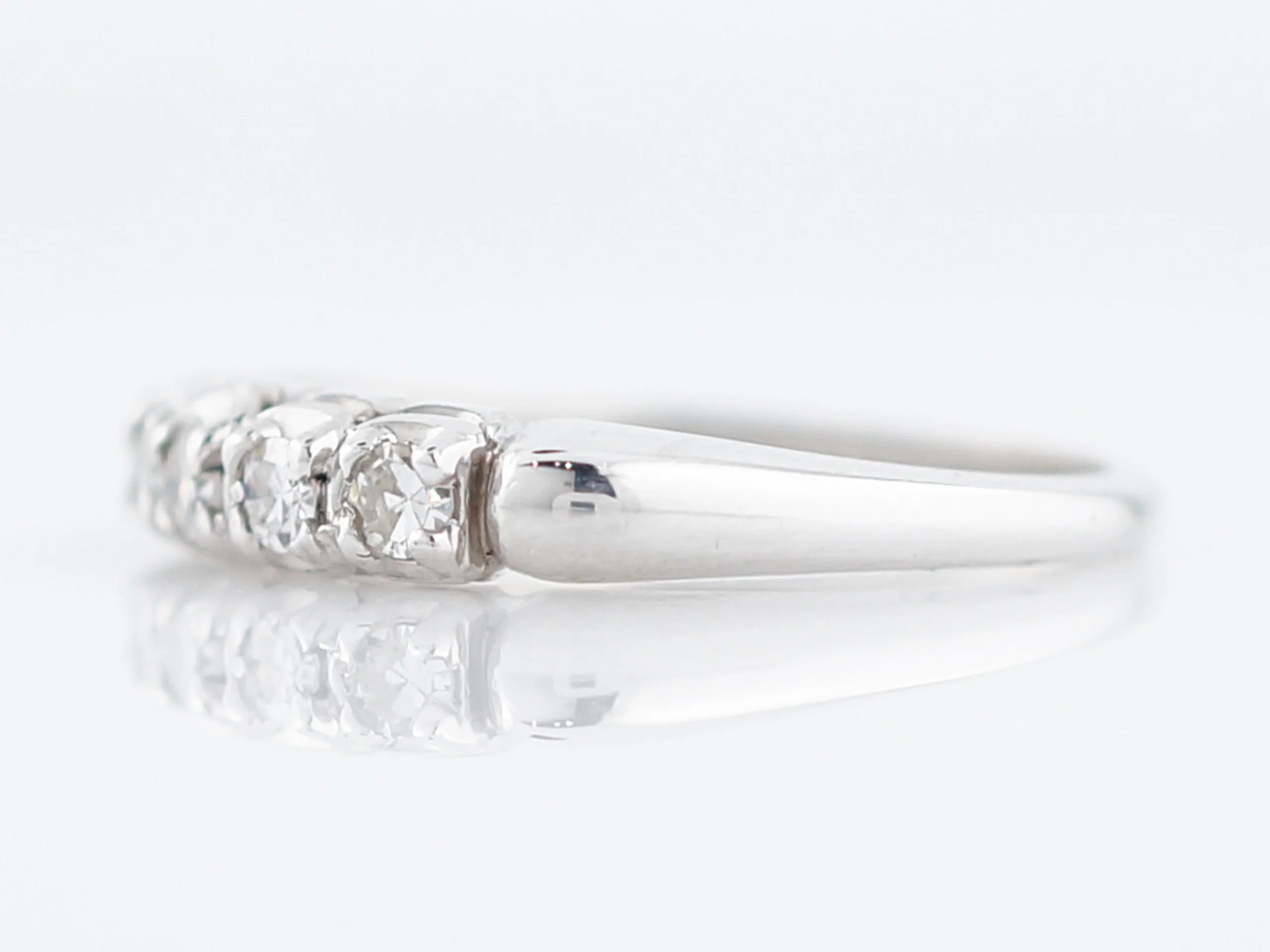 Vintage Wedding Band Mid-Century .30 Single Cut Diamonds in 14k White Gold - Image 2