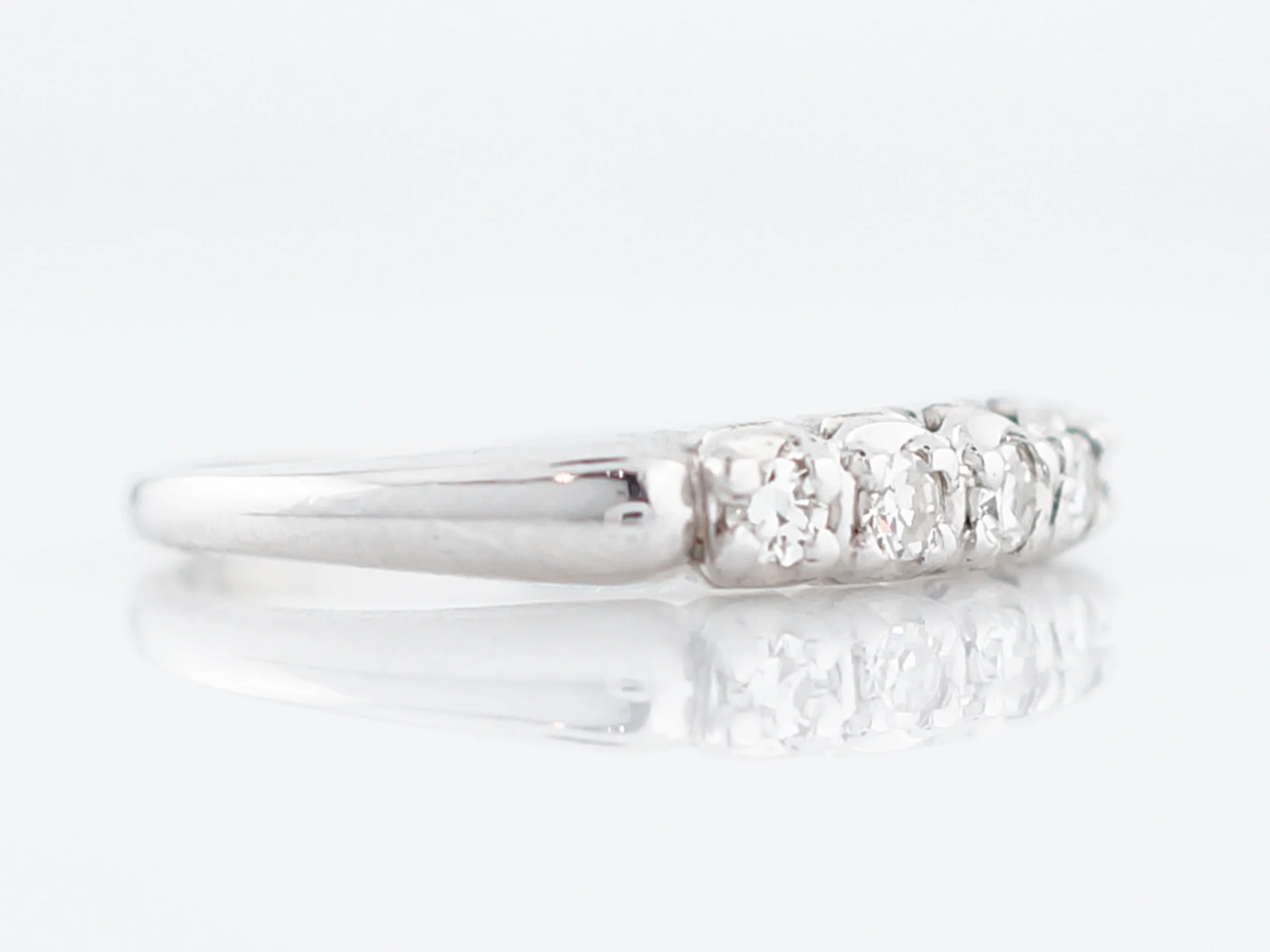 Vintage Wedding Band Mid-Century .30 Single Cut Diamonds in 14k White Gold - Image 3