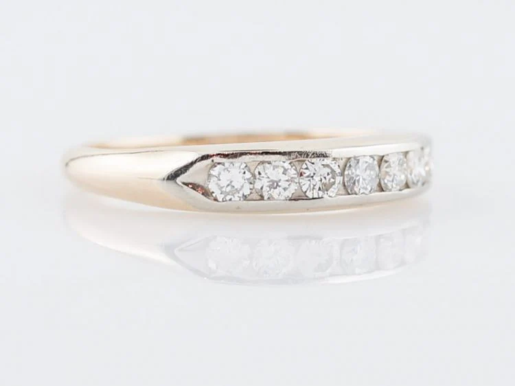 Vintage Wedding Band Mid-Century .35 Round Brilliant Cut Diamonds in 14k Yellow Gold - Image 2