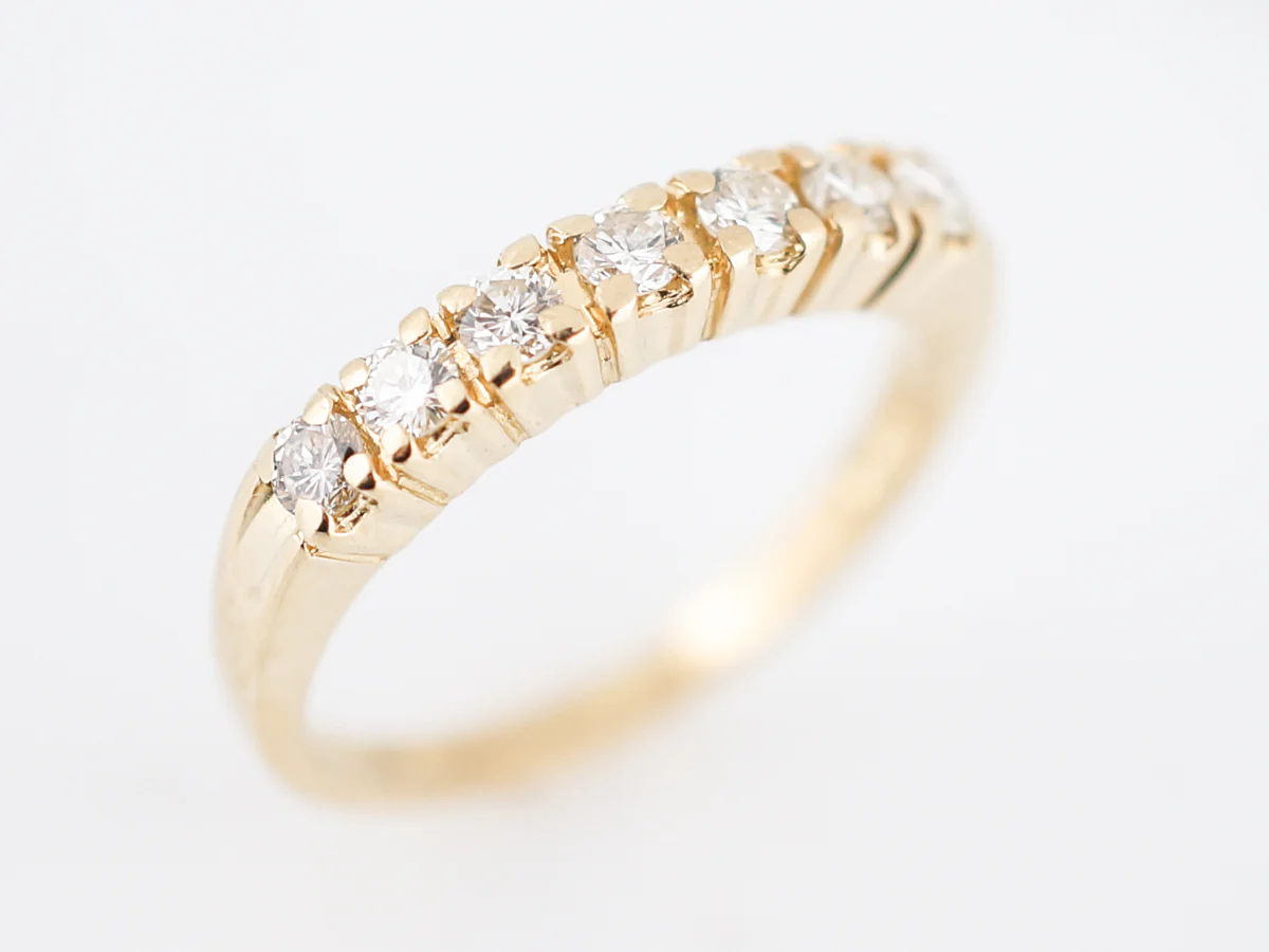Vintage Wedding Band Mid-Century .42 Full Cut Diamonds in 18K Yellow Gold - Image 4