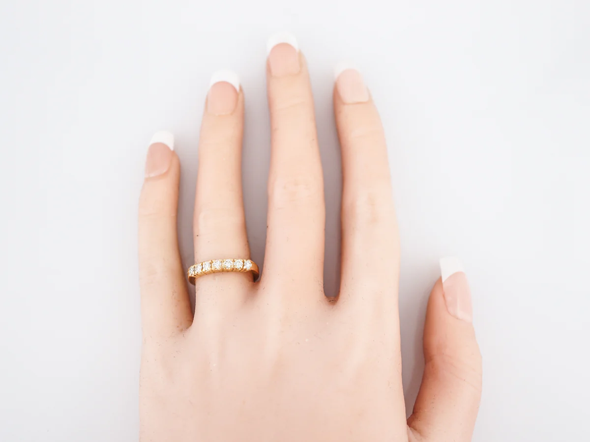 Vintage Wedding Band Mid-Century .42 Full Cut Diamonds in 18K Yellow Gold - Image 5