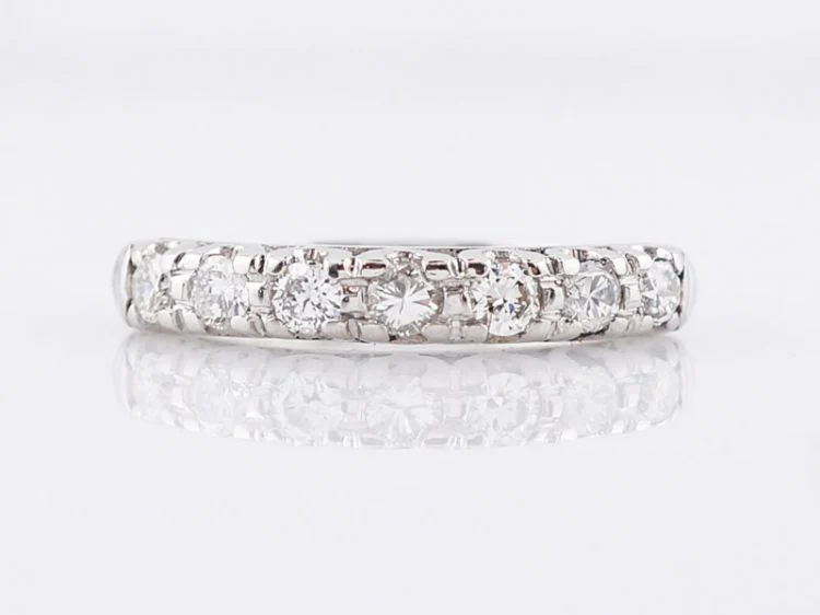 Vintage Wedding Band Mid-Century .56 Round Brilliant Cut Diamonds in Platinum