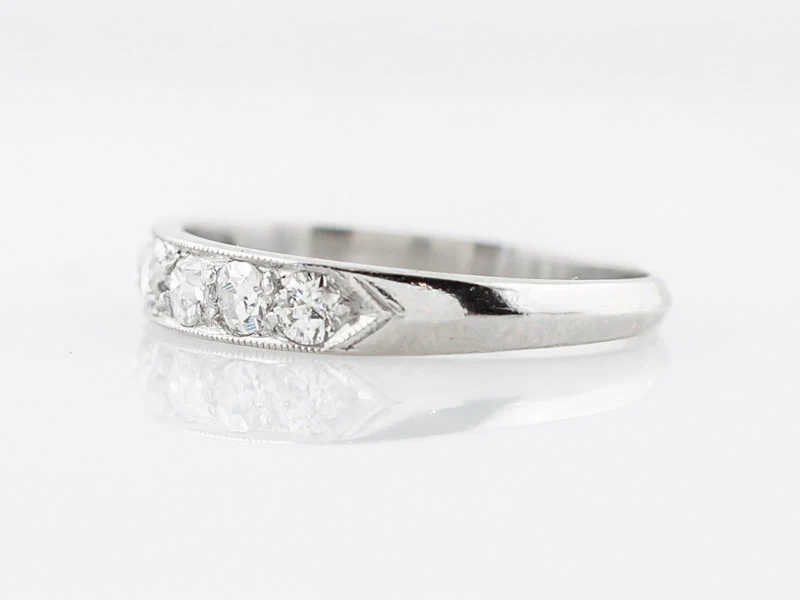 Vintage Wedding Band w/ Old European Cut Diamonds - Image 2