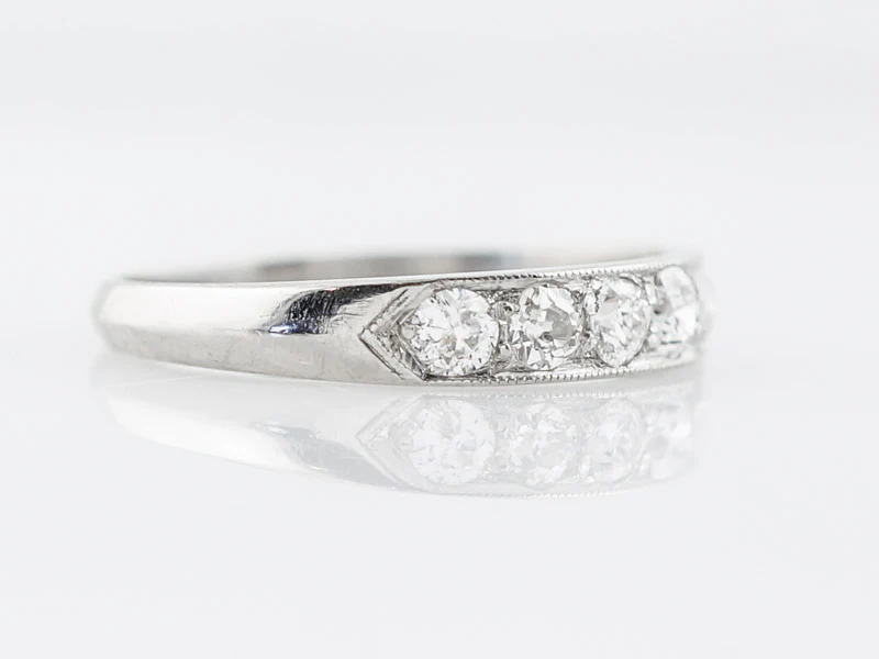 Vintage Wedding Band w/ Old European Cut Diamonds - Image 3