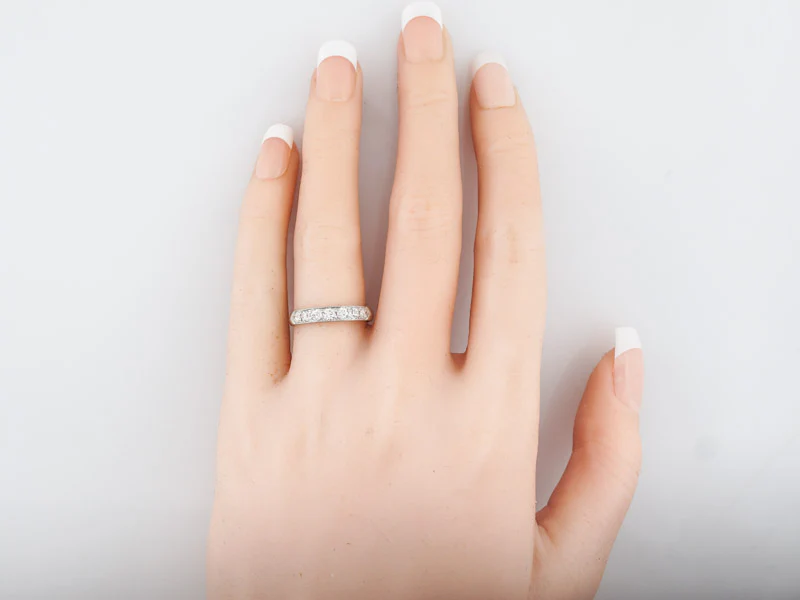 Vintage Wedding Band w/ Old European Cut Diamonds - Image 5