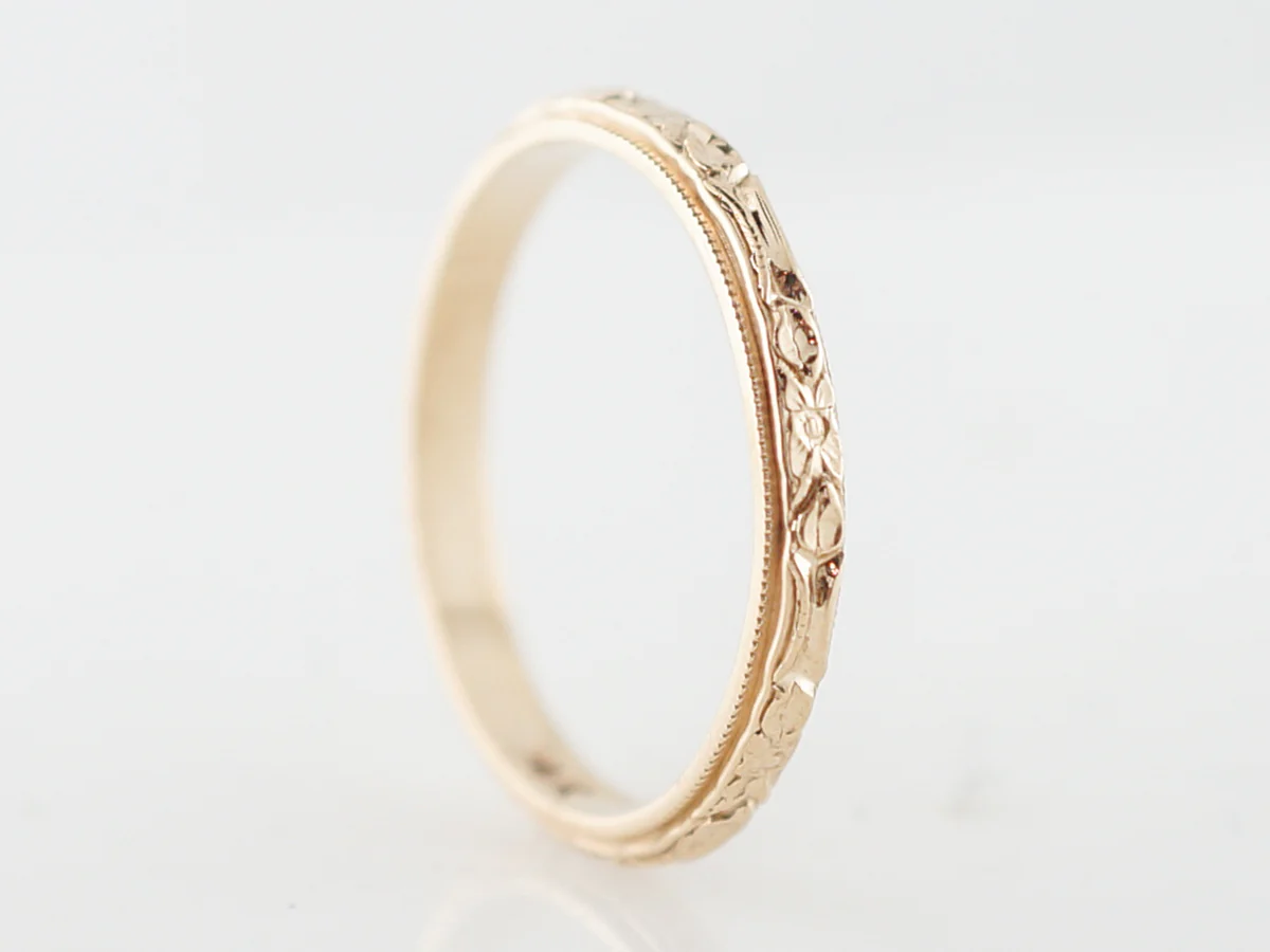 Vintage Wedding Band Orange Blossom Art Deco in 14k Yellow Gold - Image 2