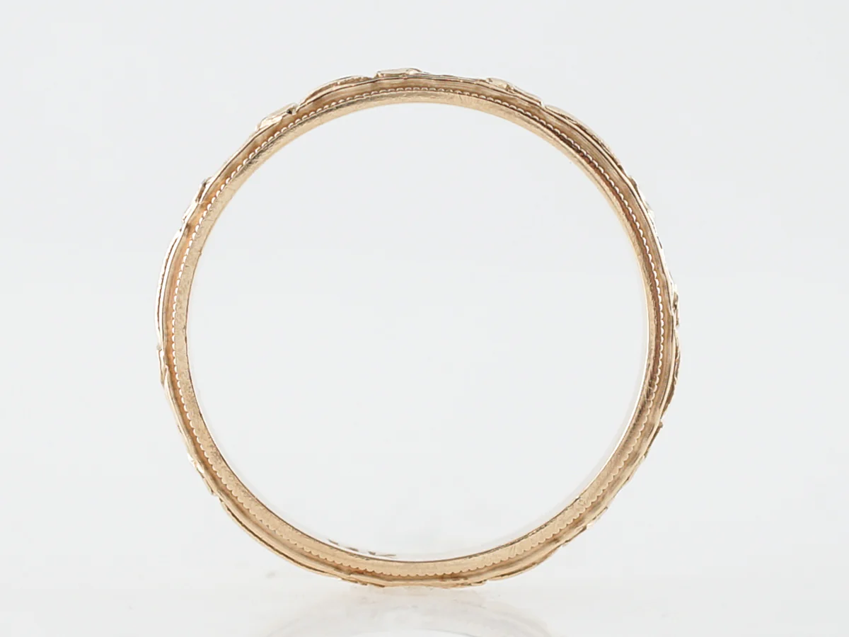 Vintage Wedding Band Orange Blossom Art Deco in 14k Yellow Gold - Image 3