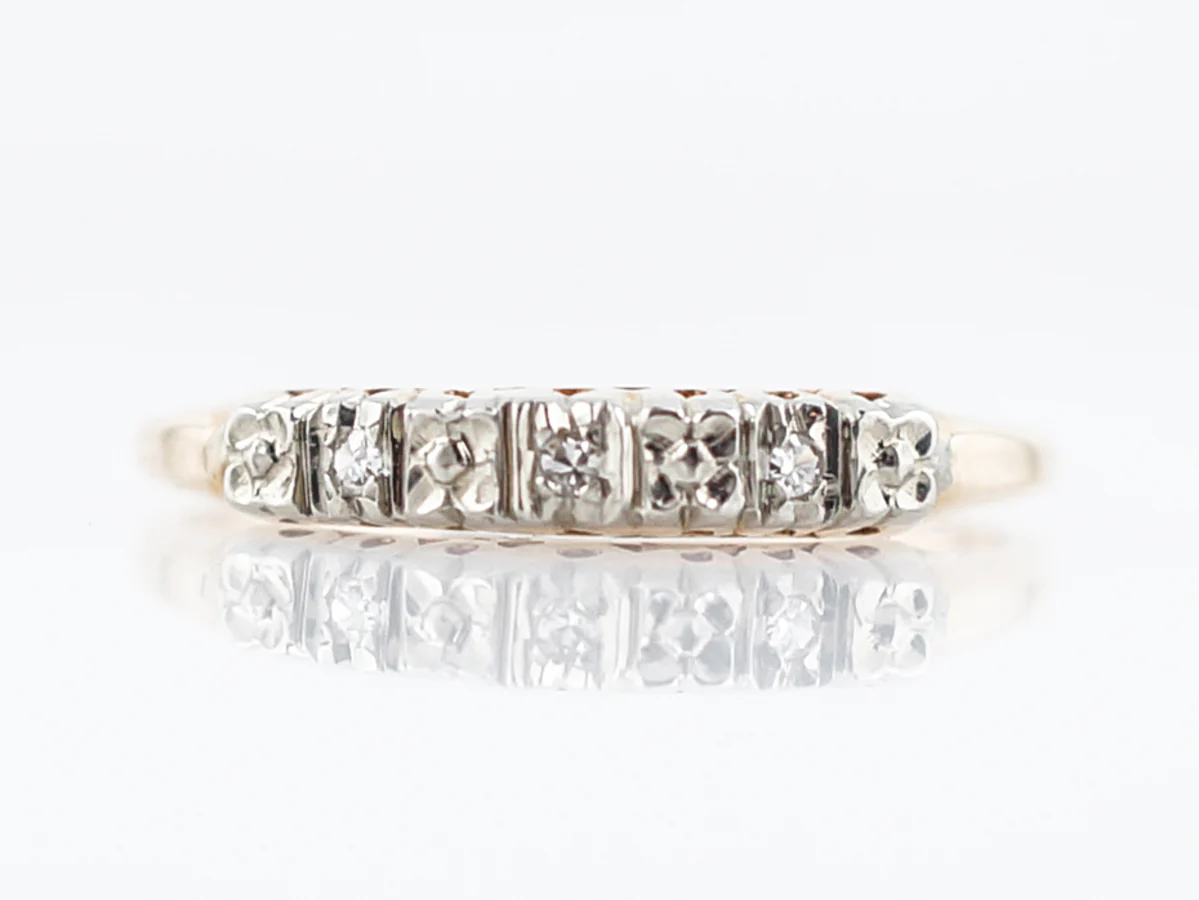 Vintage Wedding Band Retro .03 Single Cut Diamonds in 14K Yellow Gold