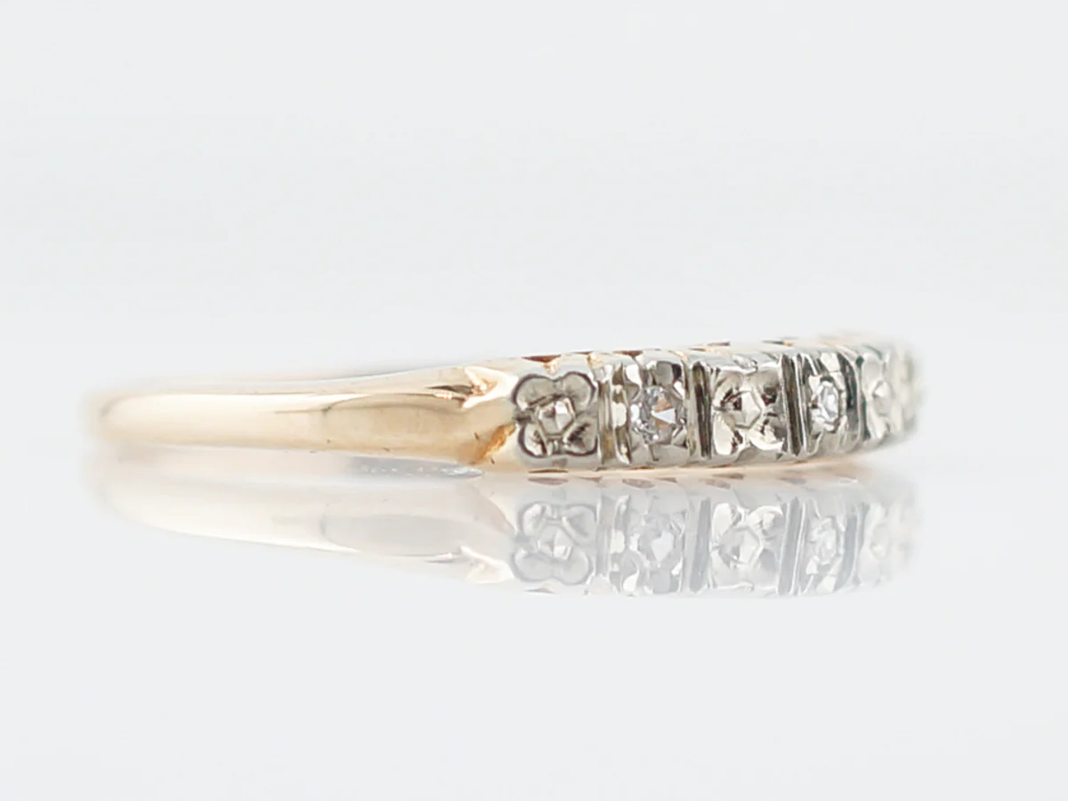 Vintage Wedding Band Retro .03 Single Cut Diamonds in 14K Yellow Gold - Image 3
