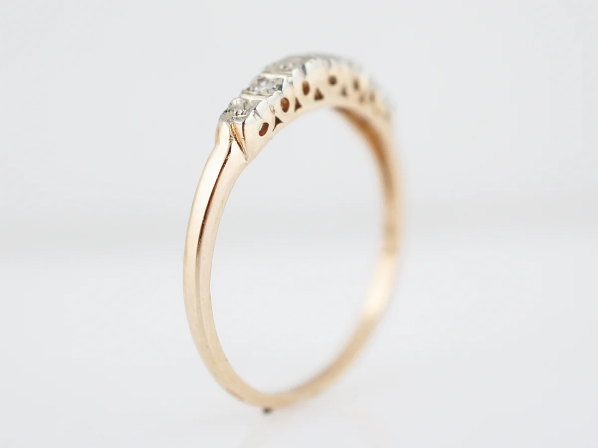 Vintage Wedding Band Retro .03 Single Cut Diamonds in 14K Yellow Gold - Image 5